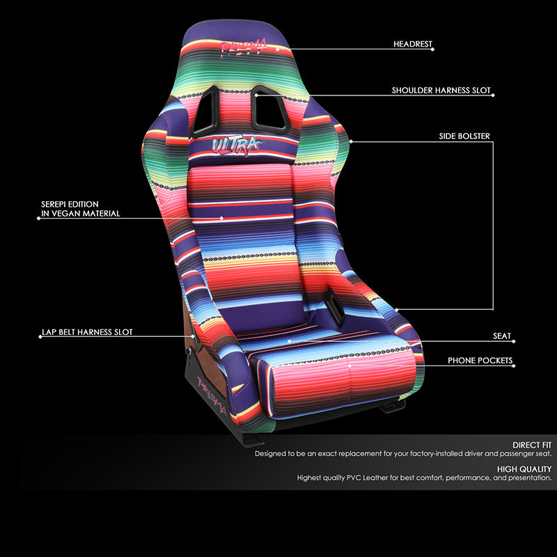 Vegan Micro Fiber Fixed Back Racing Bucket Seat - FRP-303-MEXICALI