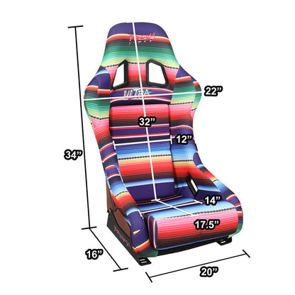 Vegan Micro Fiber Fixed Back Racing Bucket Seat - FRP-303-MEXICALI