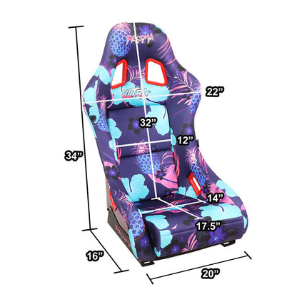 Vegan Satin Fixed Back Racing Bucket Seat - FRP-303-PINA