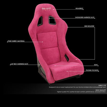 Vegan Micro Fiber Fixed Back Racing Bucket Seat - FRP-303FH-PRISMA