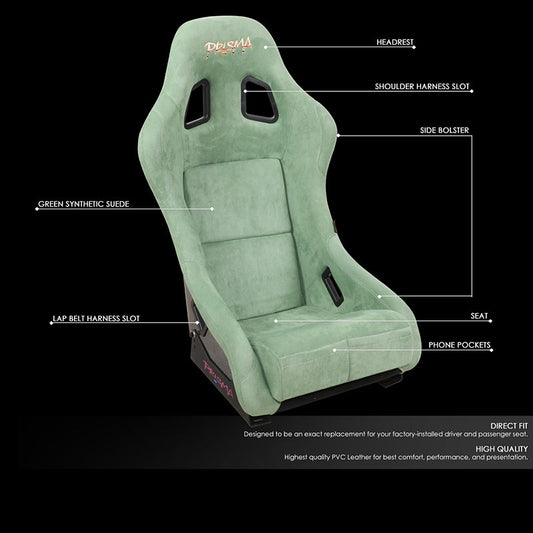 Vegan Micro Fiber Fixed Back Racing Bucket Seat - FRP-303OL-PRISMA