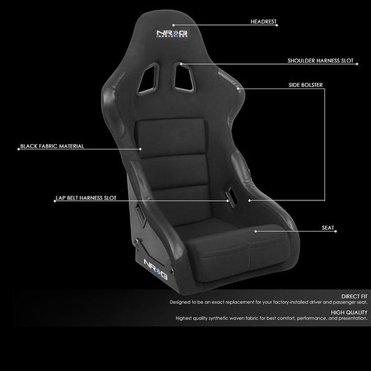 Medium Size Fiberglass Fixed Back Bucket Racing Seat - FRP-311