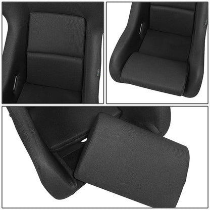Microfiber Fiberglass Fixed Back Bucket Racing Seat w/Bracket - FRP-600WT