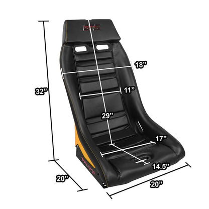 Vegan Leather Fixed Back Racing Bucket Seat - PRI-100BK-ARCADE