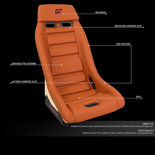 Vegan Leather Fixed Back Racing Bucket Seat - PRI-100BR-STARDUST