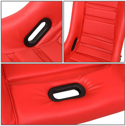 Vegan Leather Fixed Back Racing Bucket Seat - PRI-100RD-STARDUST