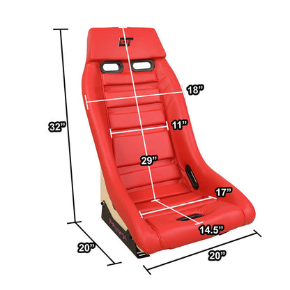 Vegan Leather Fixed Back Racing Bucket Seat - PRI-100RD-STARDUST