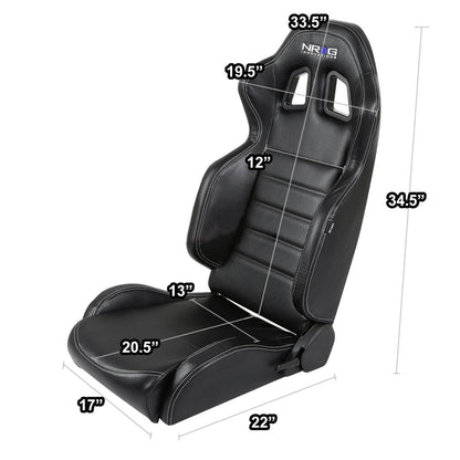 Pair Type-R Style PVC Leather Racing Seats - RSC-208