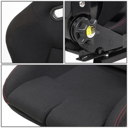Reclinable Fabric Racing Seat w/Slider - RSC-400BK