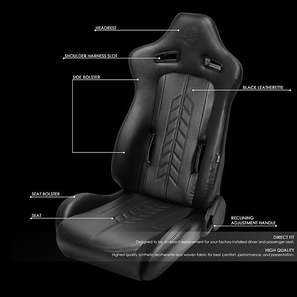 Fully Reclinable PVC Racing Seat - Left/Driver Side - RSC-810BK