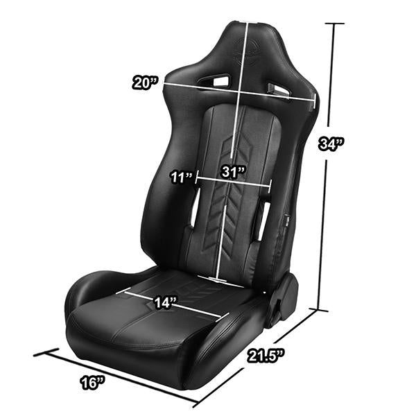 Fully Reclinable PVC Racing Seat - Left/Driver Side - RSC-810BK