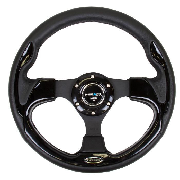320mm Black Leather Grip Steering Wheel - RST-001BK