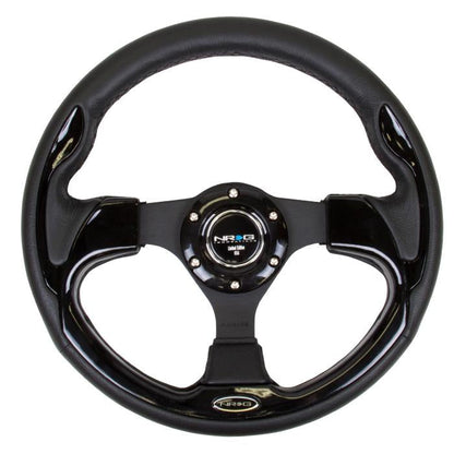 320mm Black Leather Grip Steering Wheel - RST-001BK