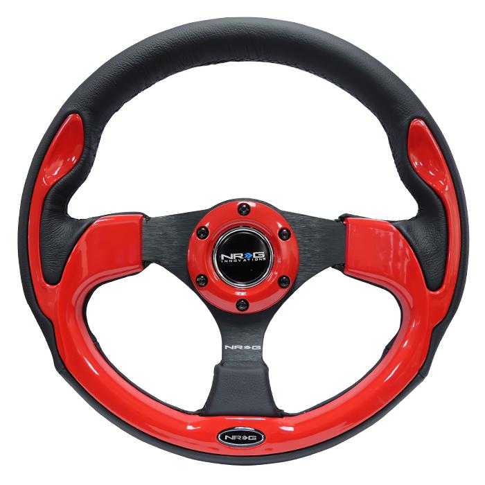 320mm Black Leather Grip Steering Wheel - RST-001RD
