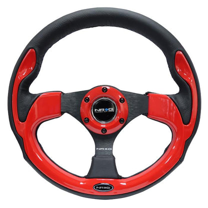 320mm Black Leather Grip Steering Wheel - RST-001RD