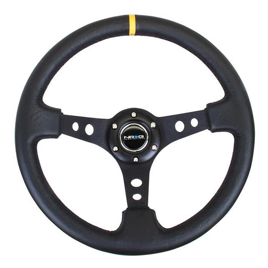 350mm 3 in. Deep Dish Leather Grip Steering Wheel - RST-006BK-Y