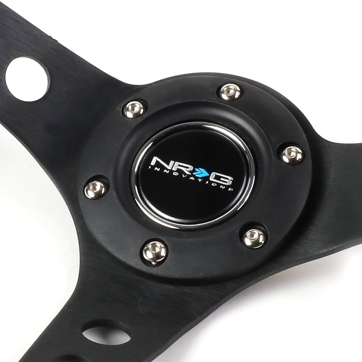 350mm 3 in. Deep Dish Leather Grip Steering Wheel - RST-006BK-Y