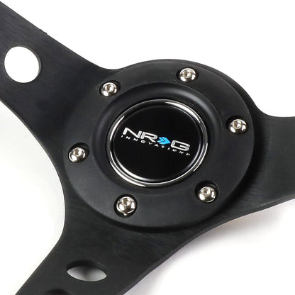 350mm 3 in. Deep Dish Leather Grip Steering Wheel - RST-006BK-Y