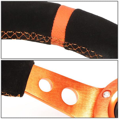 350mm 3 in. Deep Dish Suede Grip Steering Wheel - RST-006S-OR