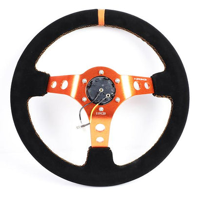 350mm 3 in. Deep Dish Suede Grip Steering Wheel - RST-006S-OR