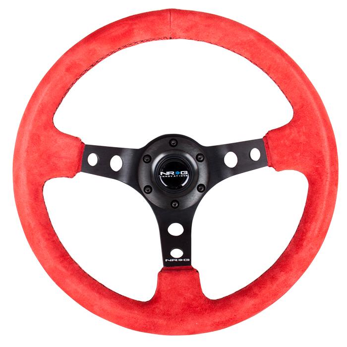 350mm 3 in. Deep Dish Red Suede Grip Steering Wheel - RST-006S-RR