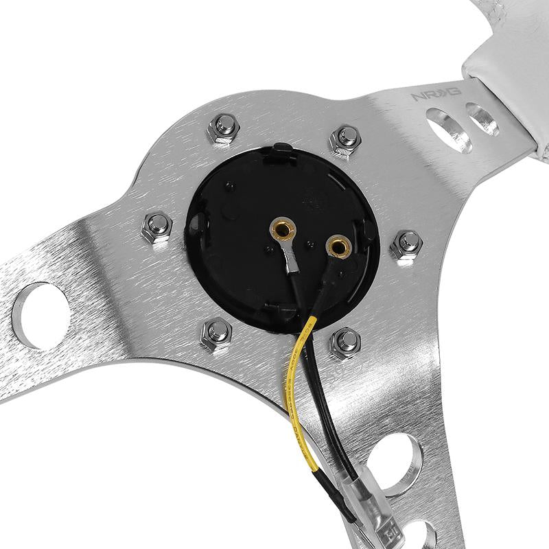 350mm 3 in. Deep Dish White Leather Grip Steering Wheel - RST-006WT-Y