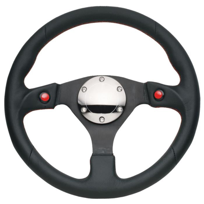 320mm Leather Grip Steering Wheel w/Button - RST-007R
