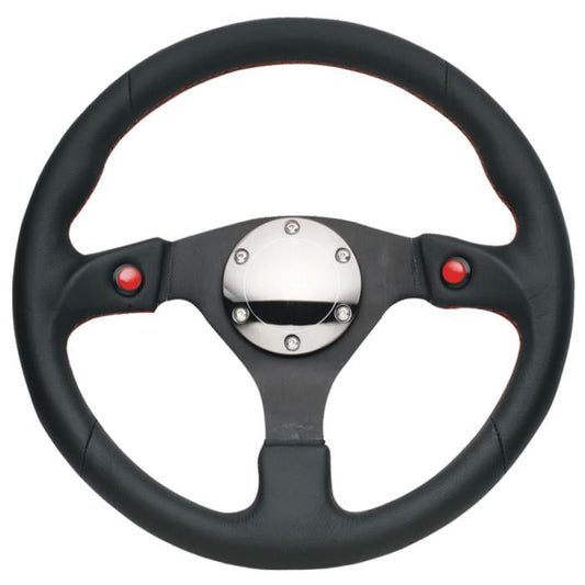 320mm Leather Grip Steering Wheel w/Button - RST-007R