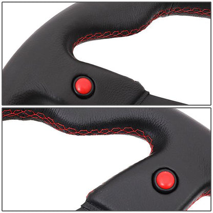 320mm Leather Grip Steering Wheel w/Button - RST-007R
