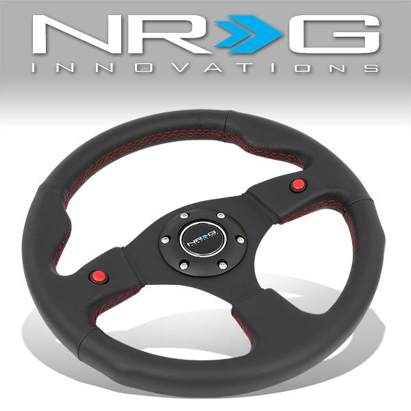 320mm Leather Grip Steering Wheel w/Button - RST-007R