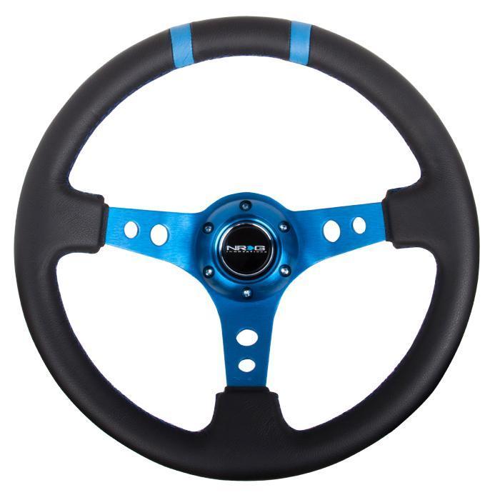 350mm 3 in. Deep Dish Leather Grip Steering Wheel - RST-016R-BL