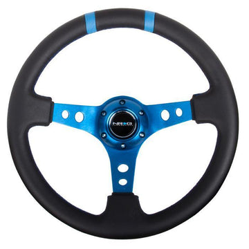 350mm 3 in. Deep Dish Leather Grip Steering Wheel - RST-016R-BL