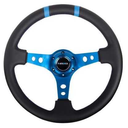 350mm 3 in. Deep Dish Leather Grip Steering Wheel - RST-016R-BL