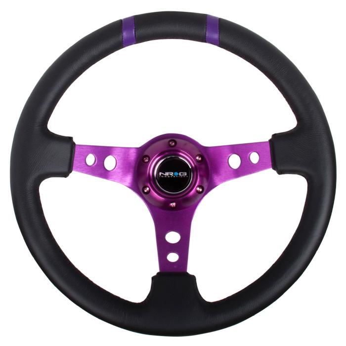 350mm 3 in. Deep Dish Leather Grip Steering Wheel - RST-016R-PP
