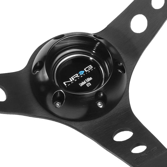 350mm 3 in. Deep Dish Leather Grip Steering Wheel - Aluminum - RST-016R-SL