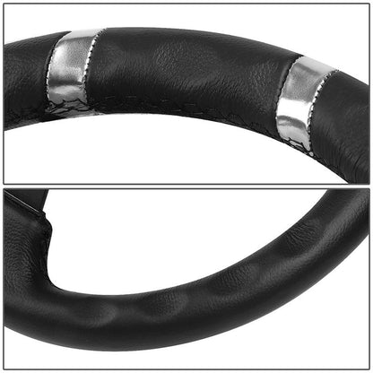 350mm 3 in. Deep Dish Leather Grip Steering Wheel - Aluminum - RST-016R-SL