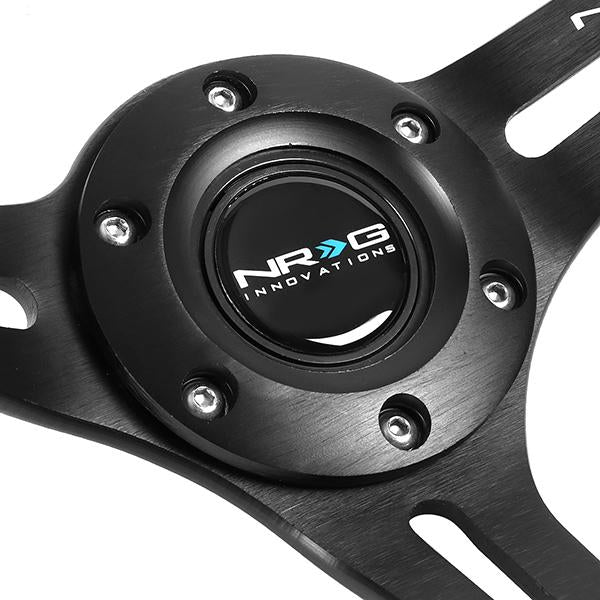 350mm 3 in. Deep Dish Black Spokes Colored Wood Steering Wheel - RST-018BSB-BK