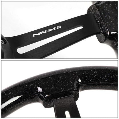 350mm 3 in. Deep Dish Black Spokes Colored Wood Steering Wheel - RST-018BSB-BK