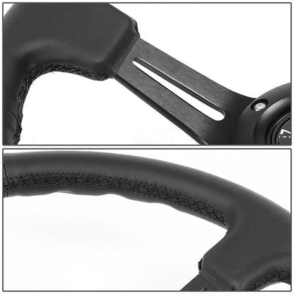 350mm 3 in. Deep Dish Leather Grip Steering Wheel - RST-018R