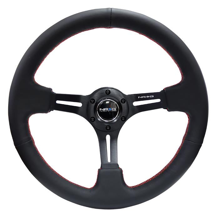 350mm 3 in. Deep Dish Leather Grip Steering Wheel - RST-018R-RS