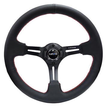 350mm 3 in. Deep Dish Leather Grip Steering Wheel - RST-018R-RS