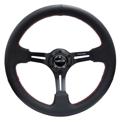 350mm 3 in. Deep Dish Leather Grip Steering Wheel - RST-018R-RS