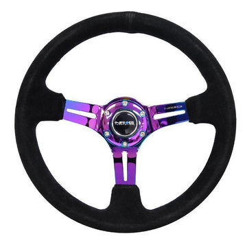350mm 3 in. Deep Dish Suede Grip Steering Wheel - RST-018S-MCBS