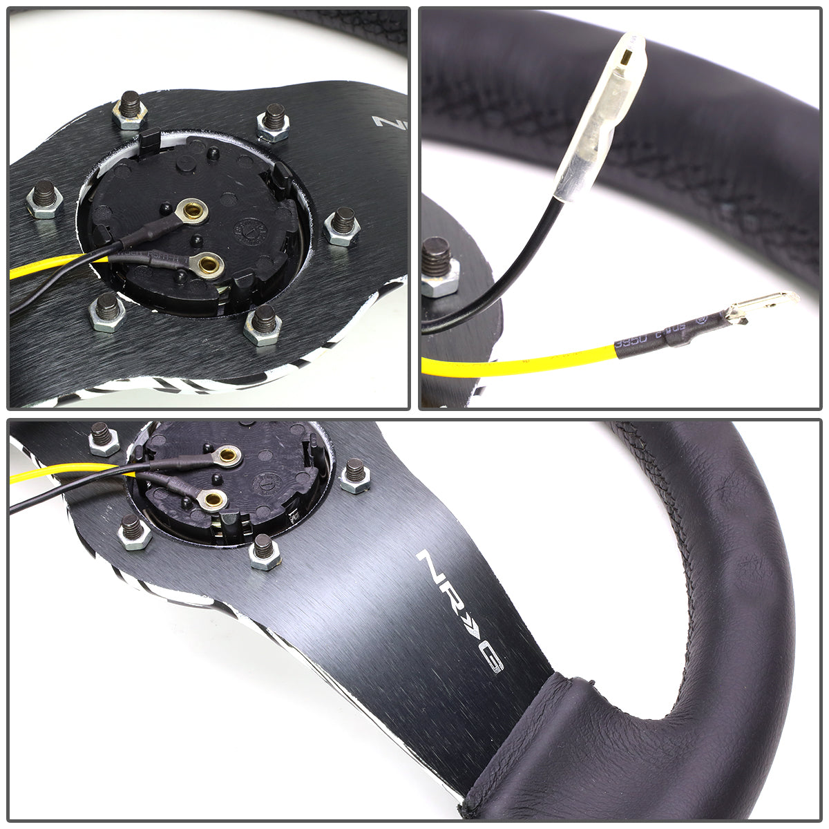 310mm 1.5 in. Deep Dish Leather Grip Steering Wheel - RST-021R-WAVE-Y
