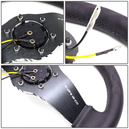 310mm 1.5 in. Deep Dish Leather Grip Steering Wheel - RST-021R-WAVE-Y