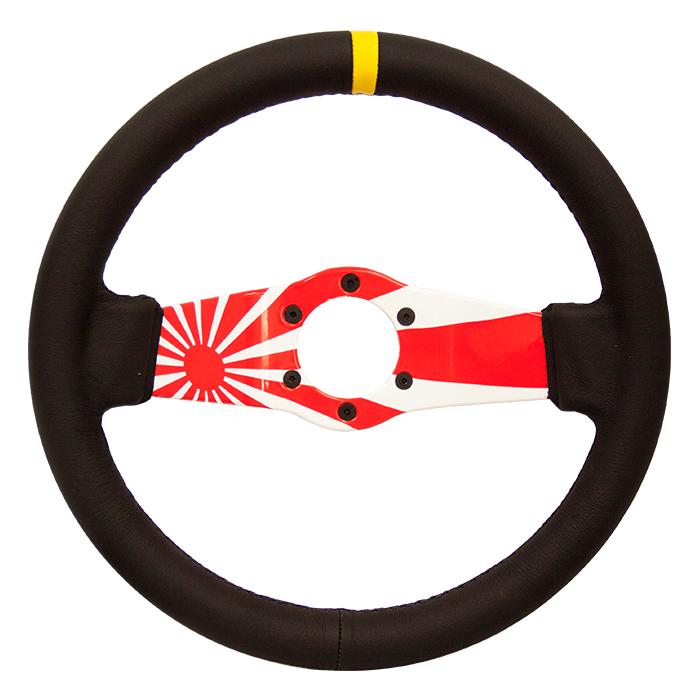 310mm 1.5 in. Deep Dish Suede Grip Steering Wheel - RST-021S-FLAG-Y