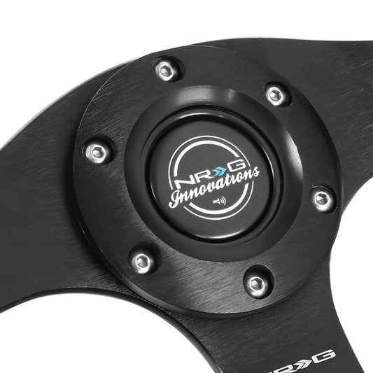 320mm Flat Bottom Suede Style Leather Aluminum Steering Wheel - RST-024MB-R-RD