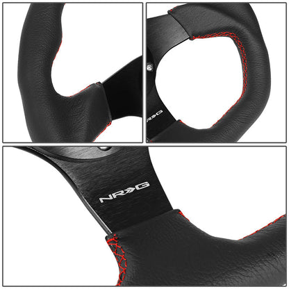 320mm Flat Bottom Suede Style Leather Aluminum Steering Wheel - RST-024MB-R-RD
