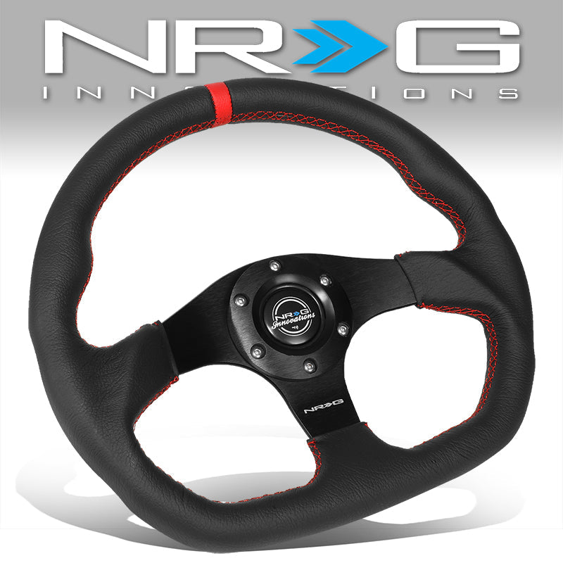 320mm Flat Bottom Suede Style Leather Aluminum Steering Wheel - RST-024MB-R-RD