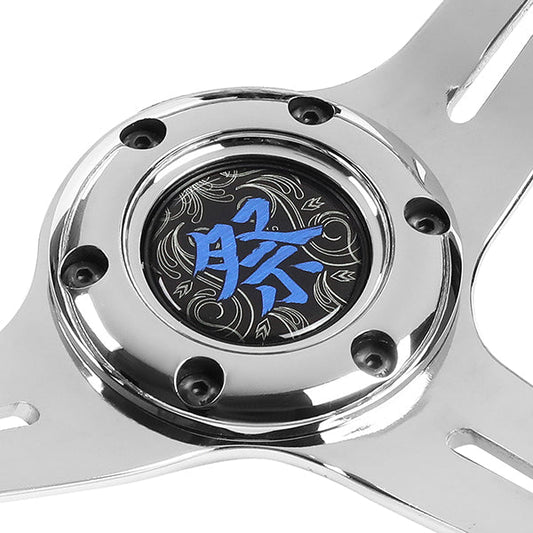 350mm Aluminum 2 in.Deep Dish Acrylic Grip Steering Wheel - RST-027CH-BL